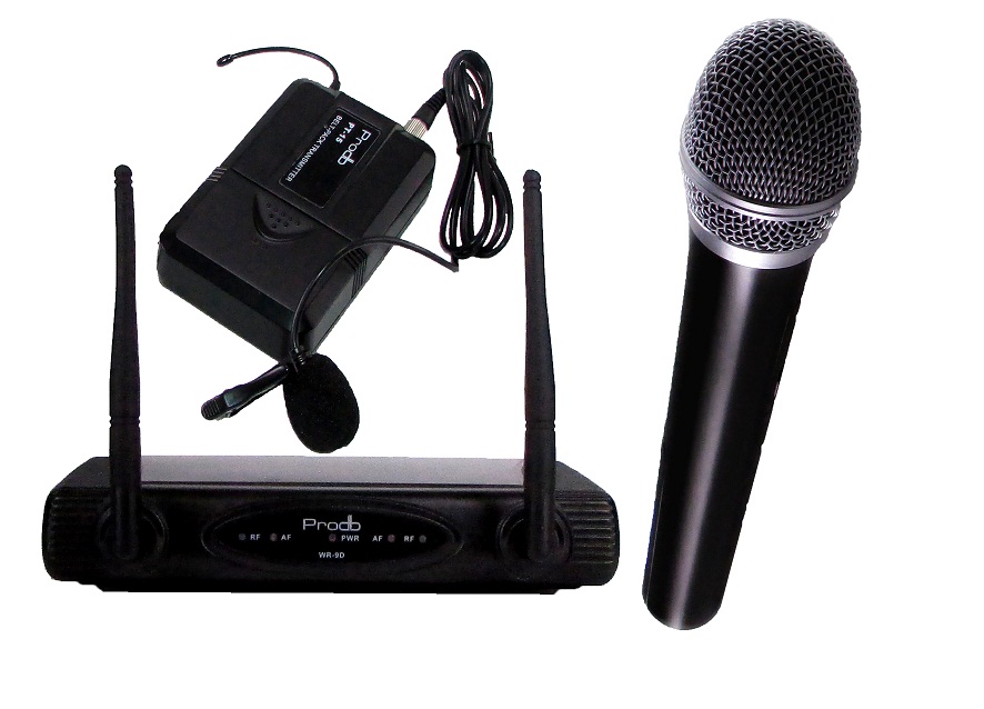 Sistema Inalámbrico UHF con microfonos de mano y lavalier Prodb