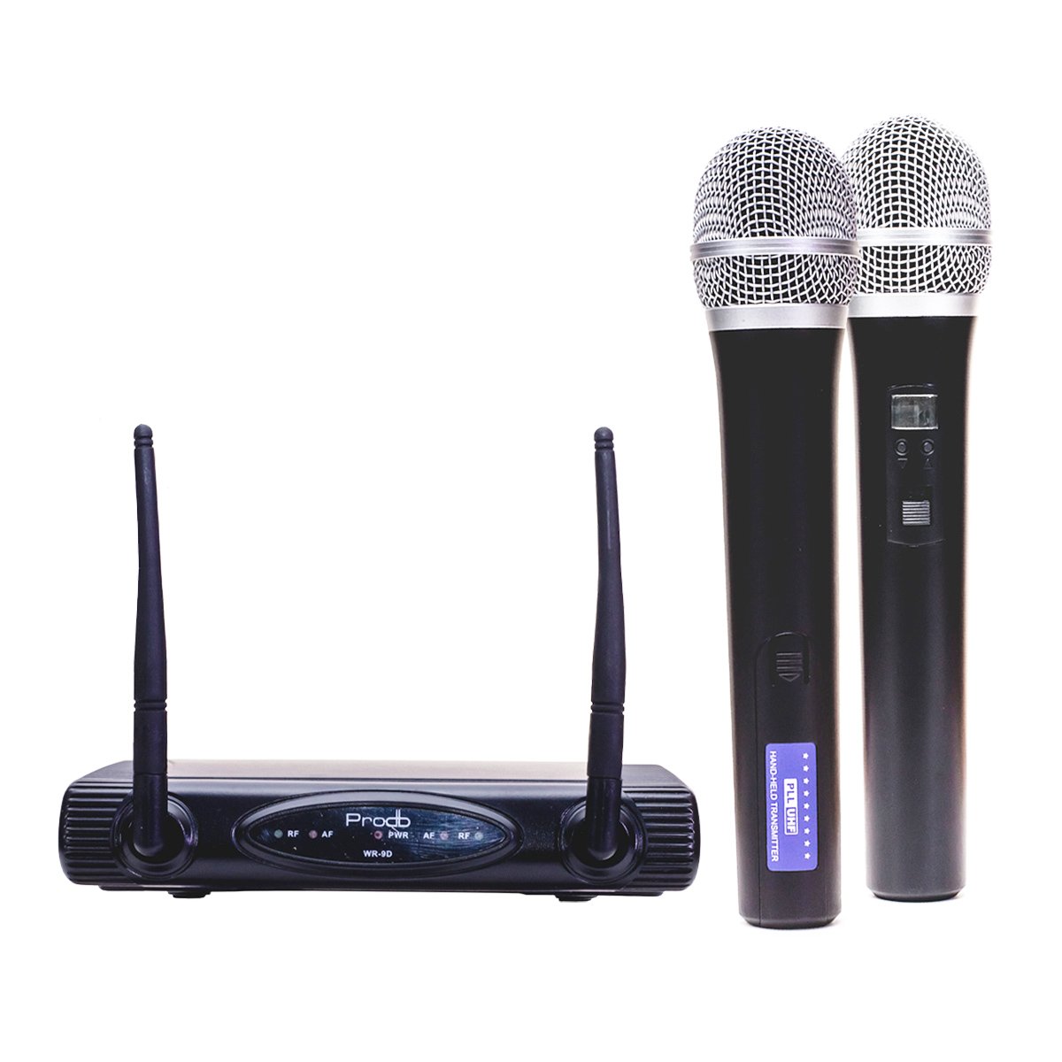 Sistema Inalámbrico UHF con 2 microfonos de mano Prodb