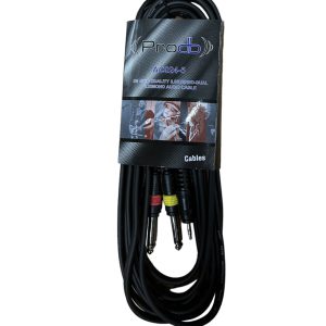 Cable Miniplug estereo a dos plug ¼ mono 2 MTRS PRODB
