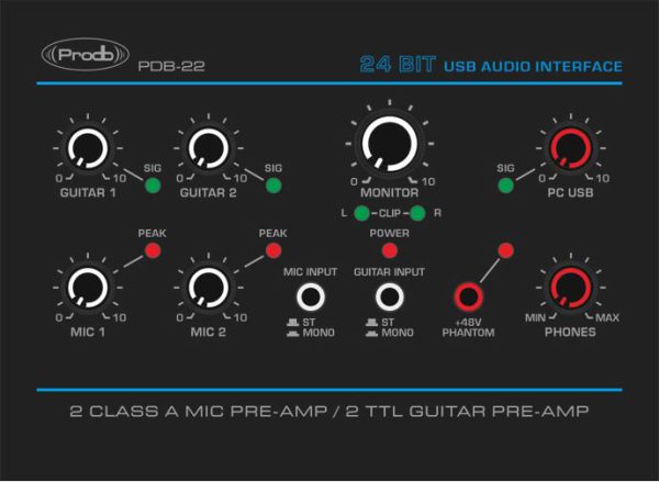 INTERFAZ DE AUDIO USB PRODB MIXER PDB-22